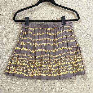 Gray and Mustard Floral Mini Skirt